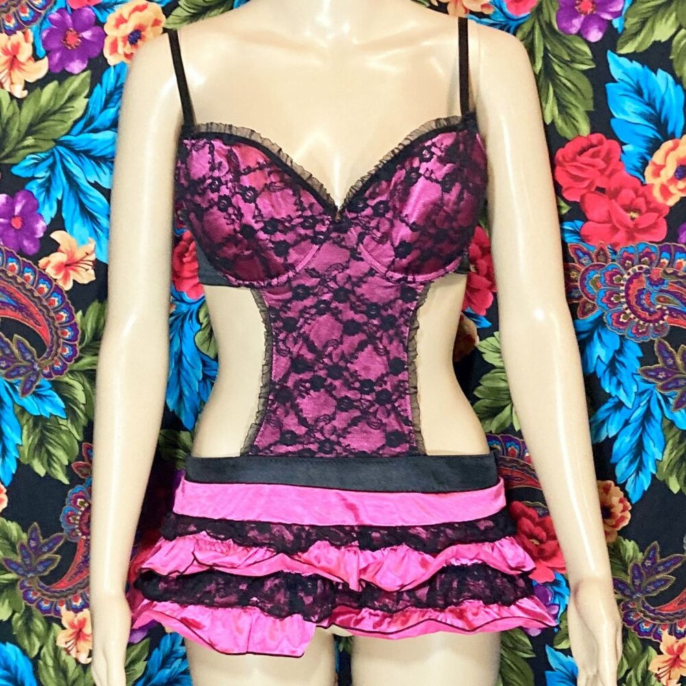 WOMEN'S NATIVE INTIMATES LINGERIE WOMENS SIZE 36C FRILLY LACEY SILKY PINK